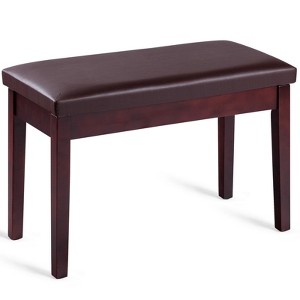 Infans Solid Wood PU Leather Piano Bench Padded Double Duet Keyboard Seat Storage Brown - 1 of 4