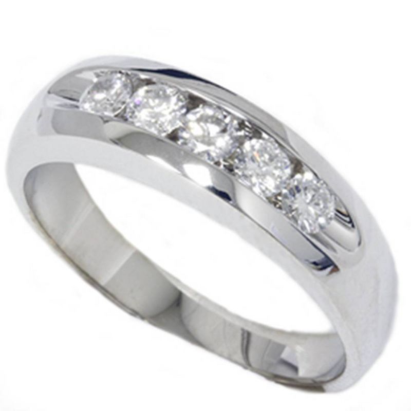 Pompeii3 Mens 3/4ct Diamond White Gold Wedding Ring Band New, 4 of 6