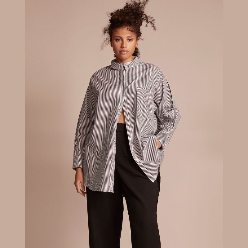 11 Honoré Collection Women's Oversized Button-Up Poplin Shirt, 4 of 5