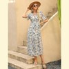 YesFashion Women's Summmer Dress Casual Boho Short Sleeve Long Dress Wrap V Neck Tunic Midi Sundress with Belt - 3 of 4
