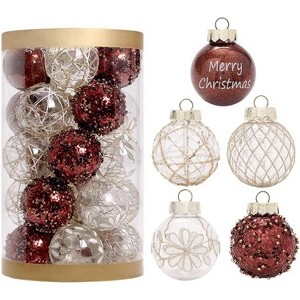 25 Pcs Christmas Ball Ornaments, 2.36 Inch Clear Christmas Tree Decorations, Shatterproof Xmas Tree Halling Balls Ornaments for Christmas Tree - 1 of 4