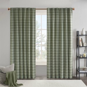 Madison Park Light Filtering Preston Plaid Rod Pocket and Back Tab Curtain Panel with Fleece Lining - 1 of 4