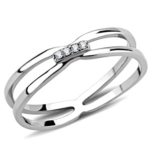 Slickblue Women's Stainless Steel Ring - Polished Finish with Clear CZ Stones, Timeless and Stylish, Size 5-10 - 1 of 4