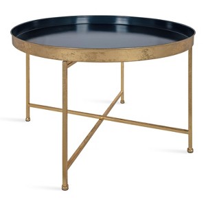 Kate and Laurel Celia Round Metal Coffee Table, 28.25x28.25x19, Navy Blue and Gold - 1 of 4