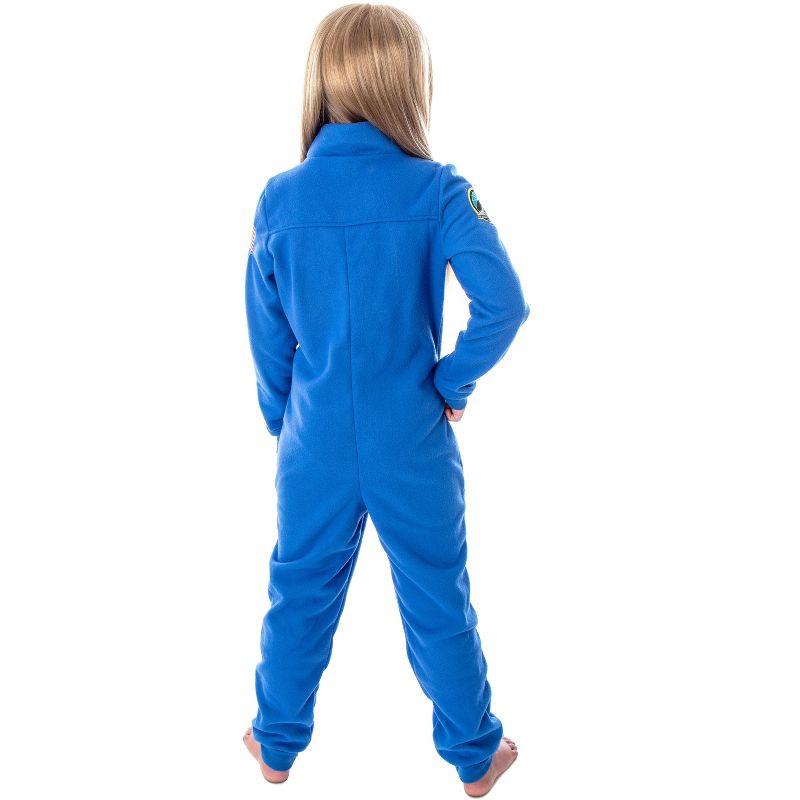 NASA Girls' Meatball Space Suit Astronaut Costume One Piece Pajama Union Suit Blue, 2 of 7