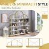 5-Tier Tall Metal Office Bookcase,Bookshelf with X Back Bar Frame,Adjustable Foot Pads,Modern Freestanding Display Shelf-Baofuwish - 3 of 4