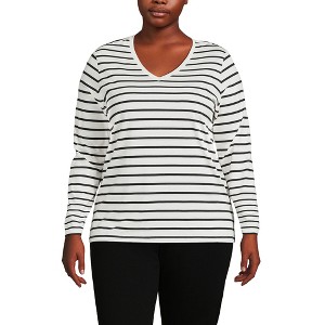 Lands' End Women's Relaxed Supima Cotton Long Sleeve V-Neck T-Shirt - 1 of 4