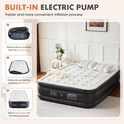 Air Mattress - 22" Inflatable Blow Up Mattress Airbed with Built-in High Capacity Pump, Double Height, Adjustable