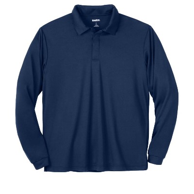 Kingsize Men's Big & Tall No Sweat Long Sleeve Polo - Xl, Navy : Target