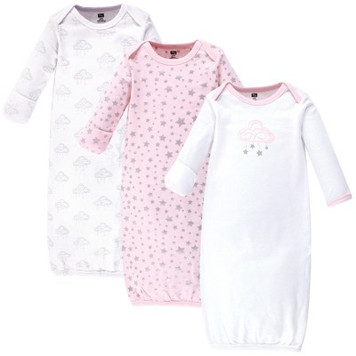 Hudson Baby Infant Girl Cotton Long-Sleeve Gowns 3pk, Cloud Mobile Pink, 0-6 Months