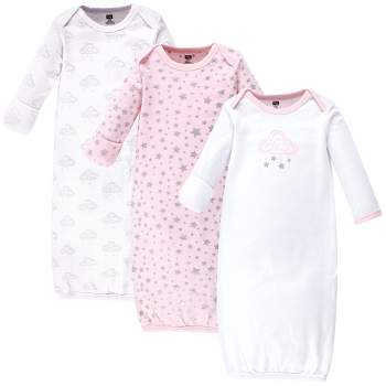 Hudson Baby Girl Cotton Gowns, Cloud Mobile Pink, Preemie/Newborn