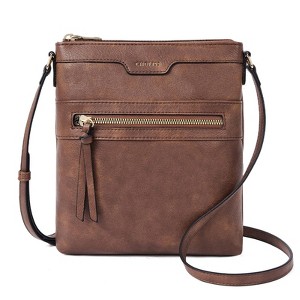 Mini Crossbody Bags for Women, Small Purses for Women with Vegan Leather, Travel Over Shoulder Bag, Brown - 1 of 4