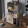 Homhougo Large Cat Litter Box Enclosure Furniture with 3 Open Shelves and Storage Cabinet, Farmhouse Cat House Washroom - 3 of 4