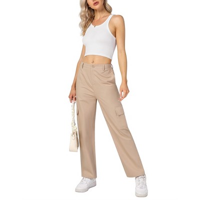 Women's Elastic Waist Solid Pocket Casual Knitted Wide Leg Pants