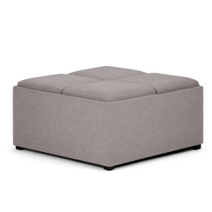 35" Franklin Square Coffee Table Storage Ottoman Linen Look Fabric - Wyndenhall - 1 of 4