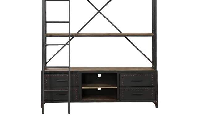 83&#34; Actaki Bookshelf and Ladder Sandy Gray - Acme Furniture, 2 of 7, play video