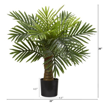 Bright Green 26'' Robellini Palm Faux Floor Plant in Pot