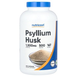 Nutricost Psyllium Husk , 1,500 mg , 500 Capsules (500 mg per Capsule) - 1 of 2