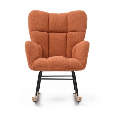 Vynxaria Upholstered Glider Rocker - High Back Comfy Accent Chair, Stable Smooth Gliding for Home Relaxation