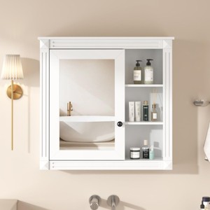 SEVOBAL Bathroom Storage Cabinet Wall Mounted Medicine Cabinet with Mirror Soft Closing Hinges, White, 29.52"*7.12"*28.74" - 1 of 4