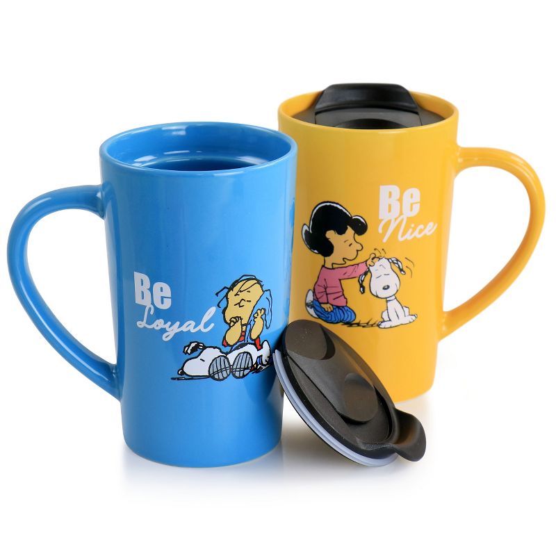 Peanuts Gentle Reminders Stoneware 4 Piece 18oz Travel Cups in Assorted Designs, 5 of 8
