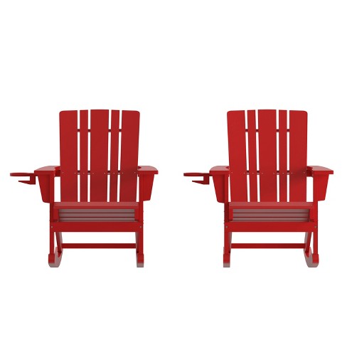 Flash Furniture Halifax HDPE Adirondack Chair with Cup Holder and Pull Out Ottoman, All-Weather HDPE Indoor/Outdoor Chair - image 1 of 4