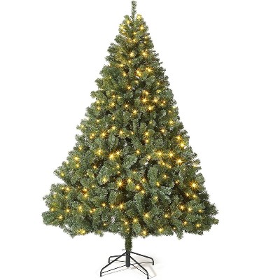 Artificial Christmas Tree with LED Lights – Realistic Premium Spruce, Hinged Design, Metal Hinges & Collapsible Base for Home, Parties & Office
