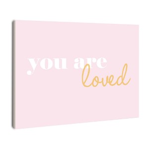 You Are Loved On Pink Background Kids' Wall Plaque Art (10"x15"x0.5") - Stupell Industries: MDF Typography Lithograph - 1 of 3