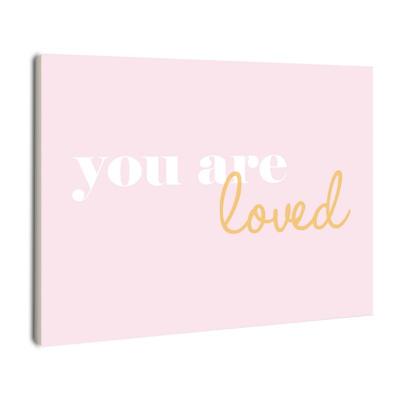 You Are Loved On Pink Background Kids&#39; Wall Plaque Art (10&#34;x15&#34;x0.5&#34;) - Stupell Industries, 1 of 5