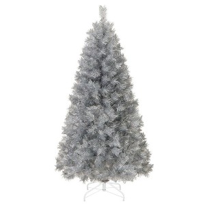 Resenkos 5-Ft Artificial Christmas Tree with Warm White LED Lights - Silver - 1 of 4