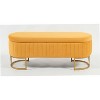 Sapphtopaz Modern Oval Storage Bench with Tufted Velvet Upholstered Vanity Stool with Metal Leg Bedroom End of Bed Bench for Living Room,Bedroom - 4 of 4