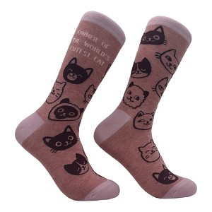 Crazy Dog T-Shirts Women's Owner Of The Worlds Cutest Cat Socks Funny Kitten Pet Lovers Footwear - 1 of 4