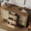 Rattan Buffet Sideboard Cabinet with Storage, 47.2"Boho Credenza Console Table with Drawers Doors,Large Wooden Accent Table Adjustable Shelves - 3 of 4