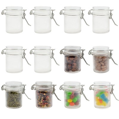 Cornucopia Brands 1.6oz Herbs Mini Storage Jars w/Clamp Top Rubber Gasket 12pk; 50ml Airtight Odor-Proof Vials w/Hermes Lid