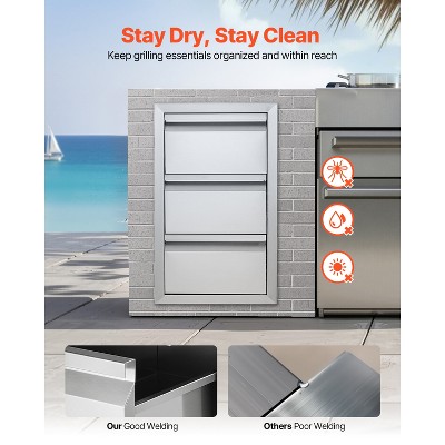 VEVOR Outdoor Kitchen Drawers 14.7\" W x 25.4\" H x 18.7\" D, Box Frame Style Flush Mount BBQ Drawers with Stainless Steel Handle, Silver — фото 4