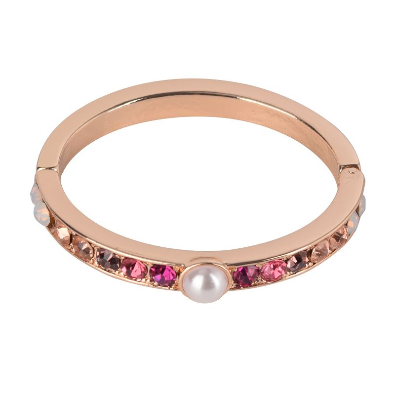 Isaac Mizrahi New York Multi Color Stone and Pearl Hinge Bracelet, 1 of 2