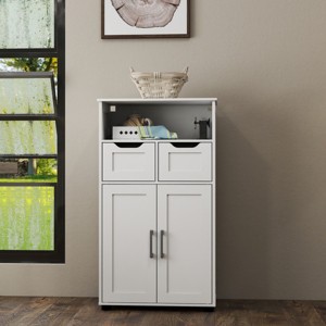 GlasFlength Decorative Storage Cabinets Modern Accent Storage Cabinet with 2 Doors Free standing Cabinet for Living Room, White, 23.6"*11.8"*42.5" - 1 of 4