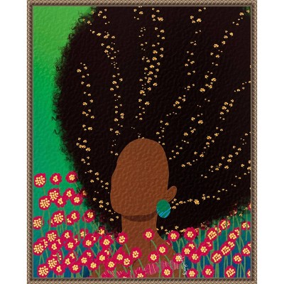 Amanti Art 23"x28" Dreamer with Flowers in Her Hair by Lorintheory Framed Canvas Wall Art Print Bronze: Ethereal Woman Canvas