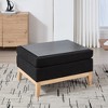 GDFStudio Lucia Modern 33.8" Solid Wood and Fabric Upholstered Round Storage Ottoman with Reversible Lid - 3 of 4