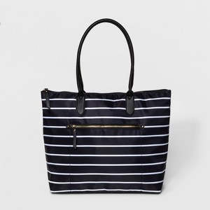 Nylon Striped Tote Handbag - A New Day Black/White, Women