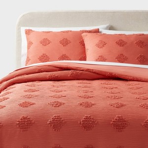 Tufted Diamond Crinkle Duvet Cover and Sham Set - Threshold™ - 1 of 4