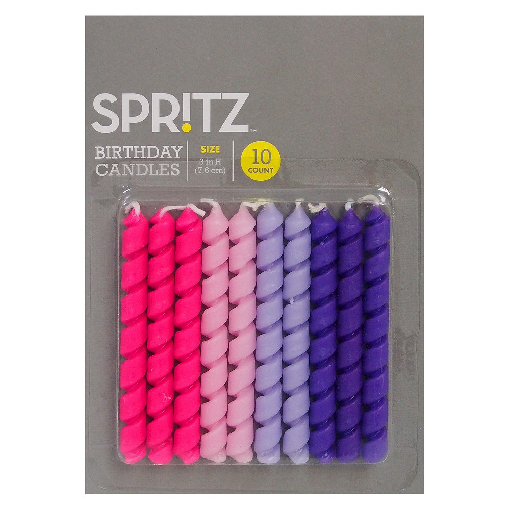 10ct Corkscrew Birthday Candles Pink/Purple - Spritz&amp;#8482;