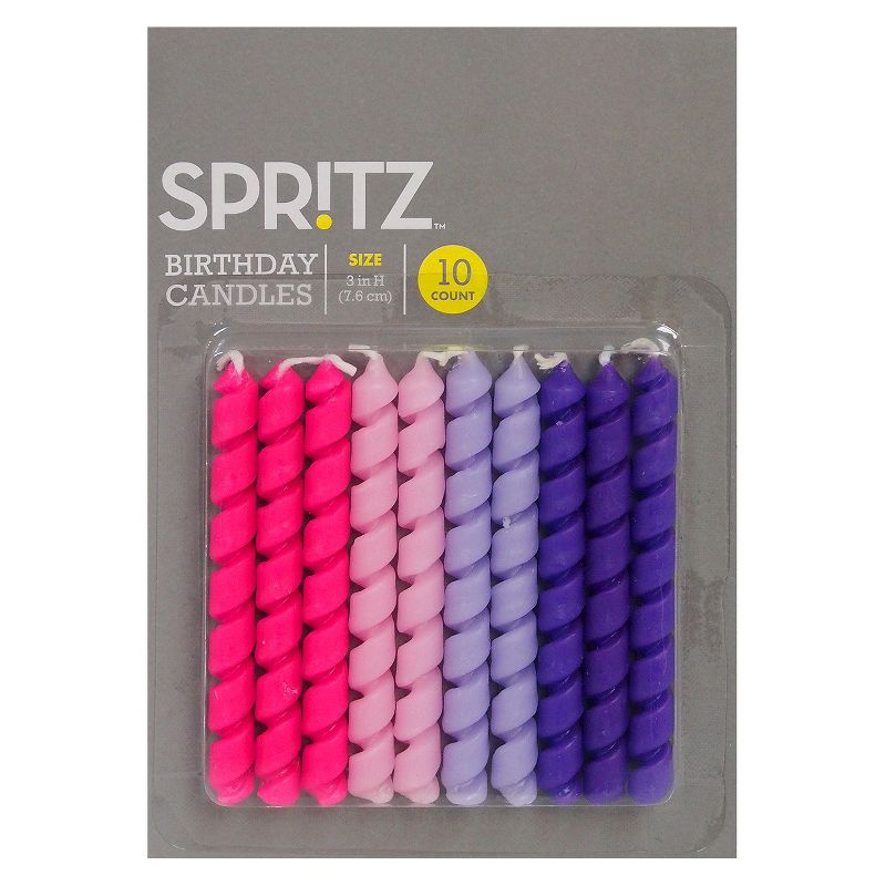 10ct Corkscrew Birthday Candles Pink/Purple - Spritz&#8482;, 1 of 2