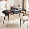LIVAREEmlen Mid Century Desk with USB Ports and Power Outlet, Modern Writing Study Desk with Drawers, Multifunctional Home Office Computer Desk, Black - 2 of 4
