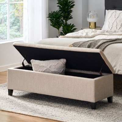 Kumasinova Upholstered Storage Ottoman, Contemporary Ottoman with Storage, 51.25" Ottoman Bench, Entryway Bench, Foot Stool with Pressure Hinges