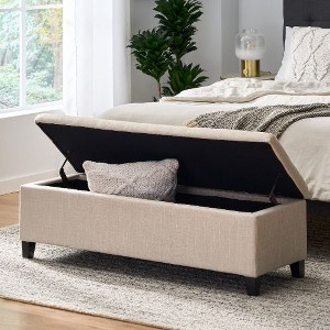 Kumasinova Upholstered Storage Ottoman, Contemporary Ottoman with Storage, 51.25" Ottoman Bench, Entryway Bench, Foot Stool with Pressure Hinges - 1 of 4