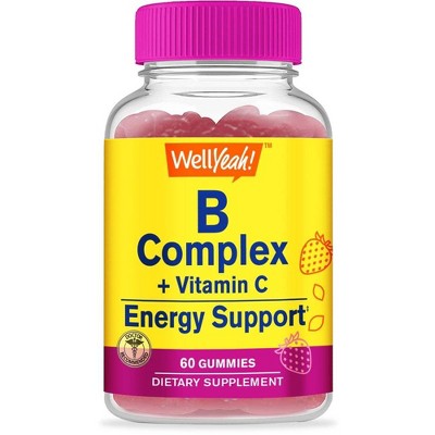 WellYeah Vitamin B Complex Gummies -With Vitamin C, Niacin, Vitamin B6, Folic acid, Vitamin B12, Biotin & Pantothenic acid - 60 Count