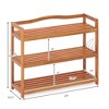 Costway 5-Tier Wood Shoe Rack Solid Acacia Wood Shoe Shelf with Side Metal  Hooks