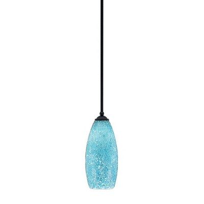 Toltec Lighting Zilo 1 - Light Pendant in  Matte Black with 5.5" Turquoise Fusion Shade