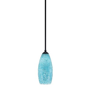 Toltec Lighting Zilo 1 - Light Pendant in  Matte Black with 5.5" Turquoise Fusion Shade - 1 of 1